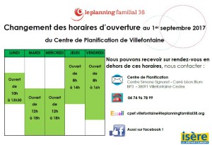 Horaires 2017 Planning familial Satolas-et-Bonce