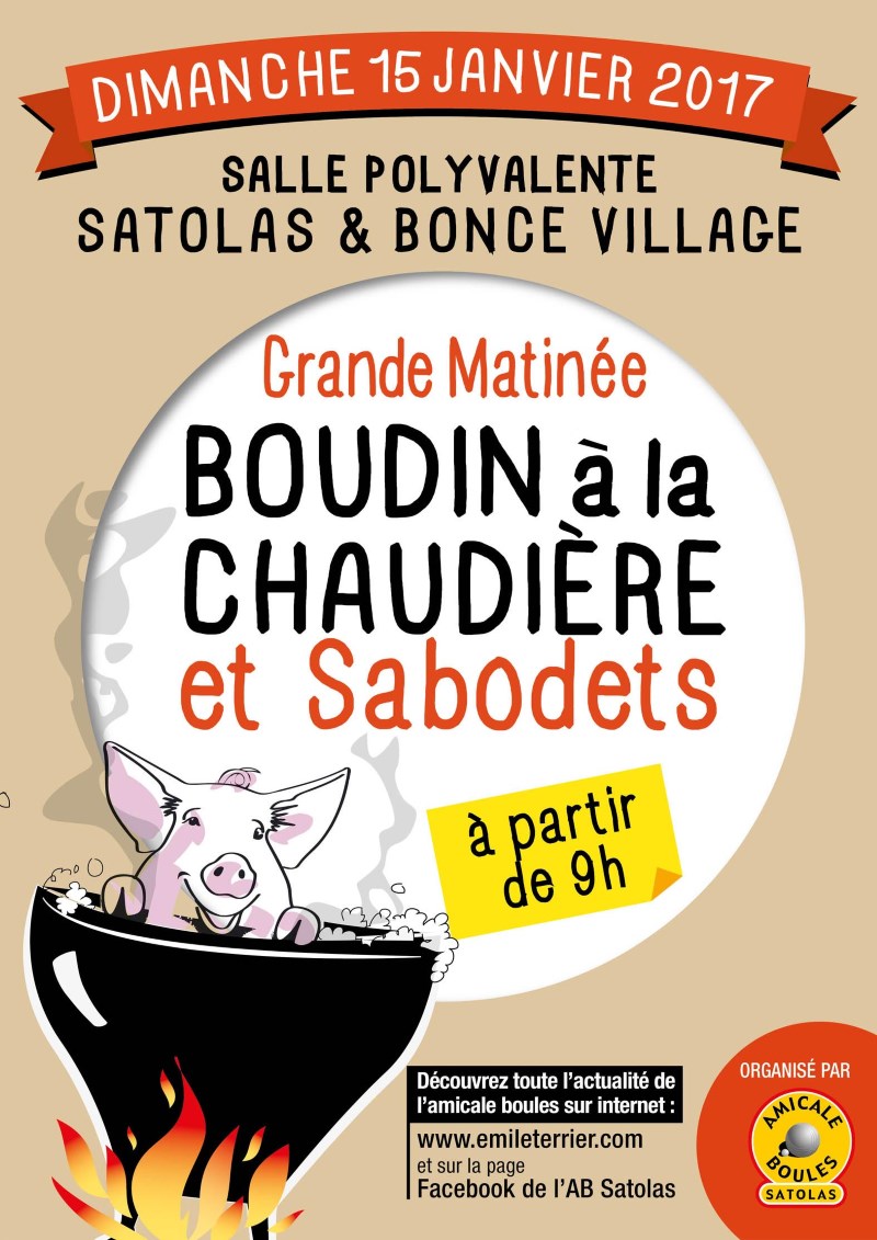 Poster Matinée Boudins et Sabodets 15 janvier 2017 Satolas-et-Bonce