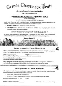 Formulaire chasse aux oeufs Sou des écoles de Satolas-et-bonce