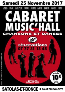 Association Music en Voix Poster Soirée Cabaret 25 novembre 2017