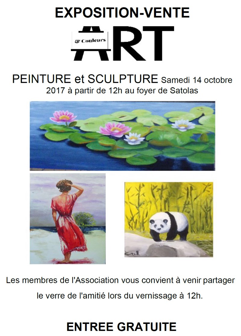 Poster exposition Art et Couleurs association 14 octobre 2017