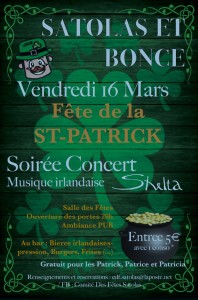 Poster Fête de la Saint-Patrick à Satolas-et-Bonce