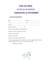 Bulletin inscription vide sellerie 27 11 2022