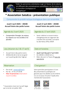 SatoEco Présentation 3 et 17 avril 2025