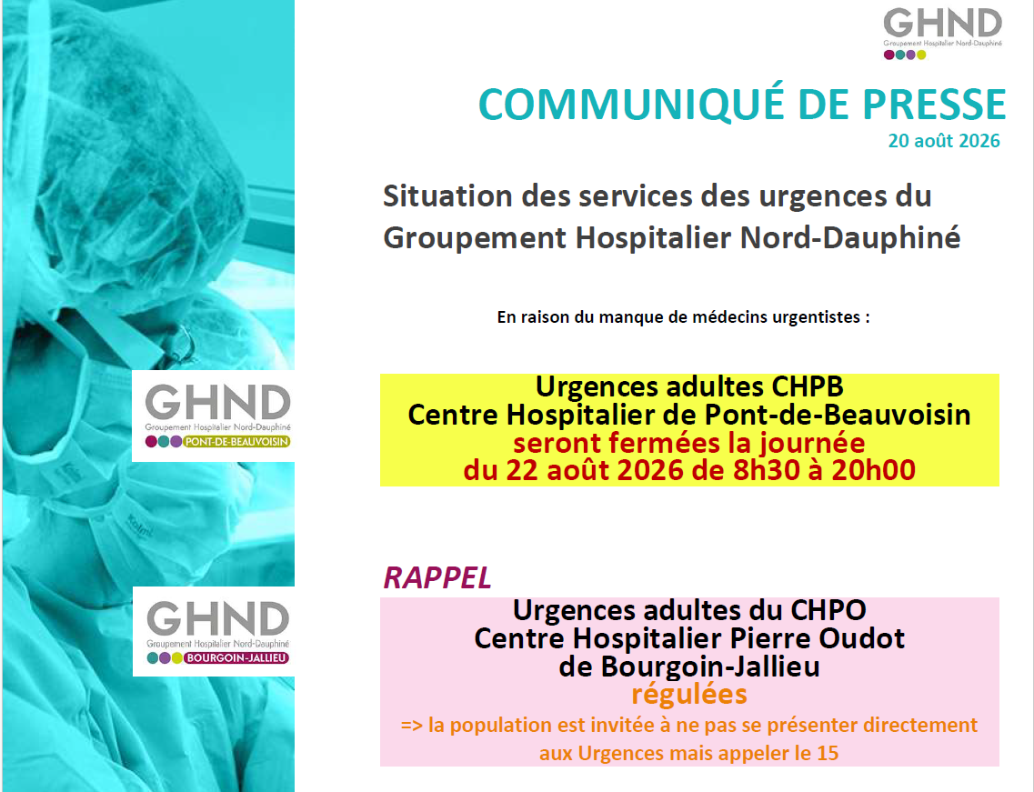 Urgences adultes de Pont-de-Beauvoisin fermées le 22 août 2026