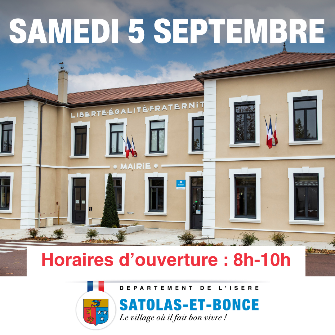 Horaires exceptionnels de la mairie – samedi 5 septembre 2026